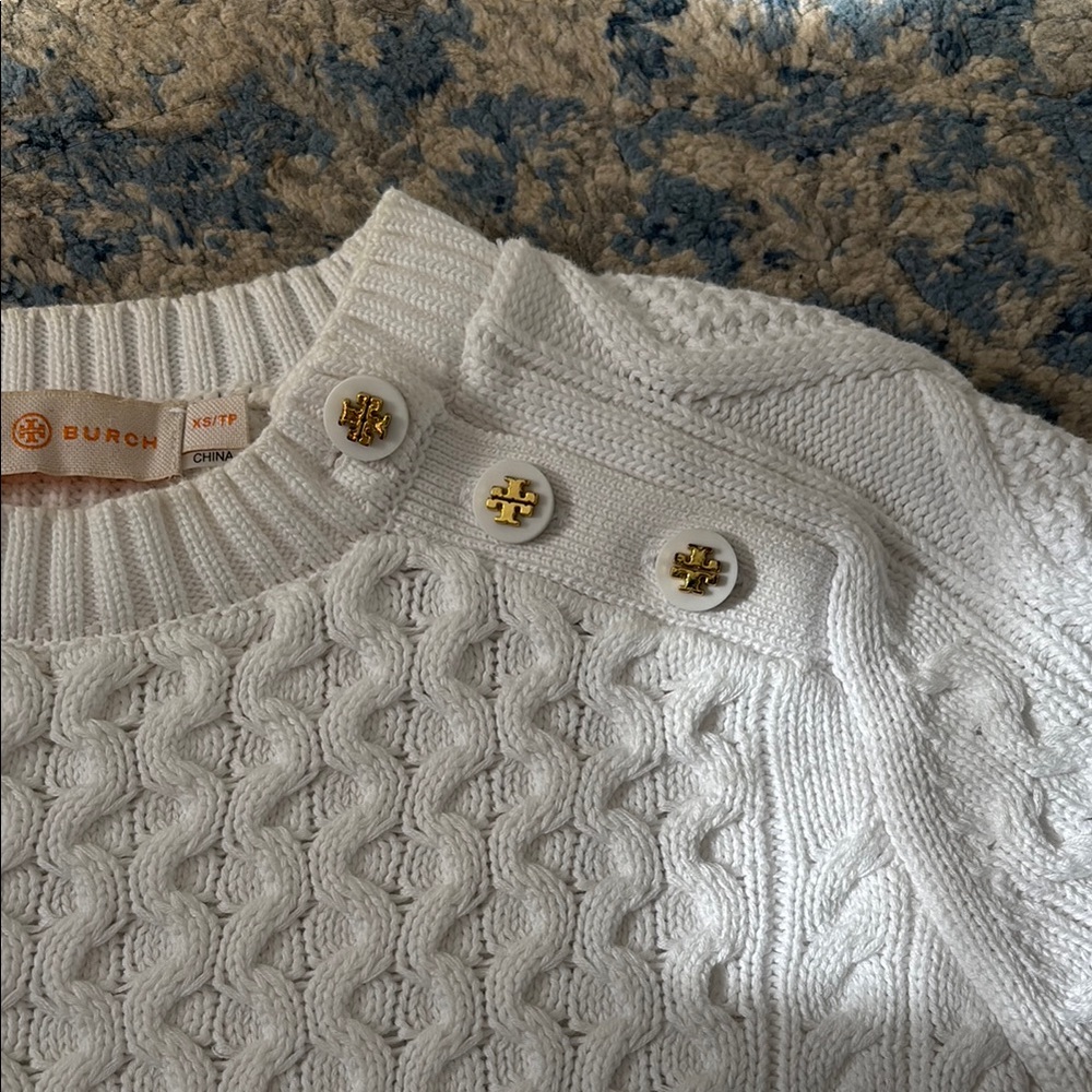 Tory Burch White Cable Knit Sweater - Picture 3 of 11